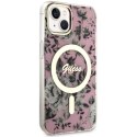 Guess nakładka do iPhone 14 6,1" GUHMP14SHCFWSP różowa hardcase Magsafe IML Flower