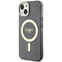 Guess nakładka do iPhone 14 6,1" GUHMP14SHCMCGK czarna hardcase Magsafe IML Glitter Gold