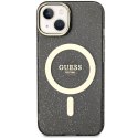 Guess nakładka do iPhone 14 6,1" GUHMP14SHCMCGK czarna hardcase Magsafe IML Glitter Gold