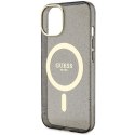 Guess nakładka do iPhone 14 6,1" GUHMP14SHCMCGK czarna hardcase Magsafe IML Glitter Gold