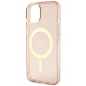 Guess nakładka do iPhone 14 6,1" GUHMP14SHCMCGP różowa hardcase Magsafe IML Glitter Gold