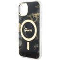 Guess nakładka do iPhone 14 6,1" GUHMP14SHTMRSK czarna hardcase Magsafe IML Golden Marble