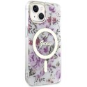 Guess nakładka do iPhone 14 Plus 6,7" GUHMP14MHCFWST transparentna hardcase Magsafe IML Flower