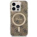 Guess nakładka do iPhone 14 Pro 6,1" GUHMP14LH4STW brązowa hardcase Magsafe IML 4G