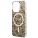 Guess nakładka do iPhone 14 Pro 6,1" GUHMP14LH4STW brązowa hardcase Magsafe IML 4G