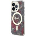 Guess nakładka do iPhone 14 Pro 6,1" GUHMP14LHCFWSA khaki hardcase Magsafe IML Flower