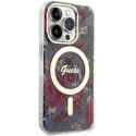 Guess nakładka do iPhone 14 Pro 6,1" GUHMP14LHCFWSA khaki hardcase Magsafe IML Flower