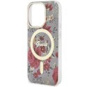 Guess nakładka do iPhone 14 Pro 6,1" GUHMP14LHCFWSA khaki hardcase Magsafe IML Flower