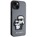 Karl Lagerfeld nakładka do iPhone 14 6,1" KLHCP14SSANKCPG srebrna hardcase Saffiano Patch Karl&Choupette NFT