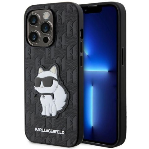 Karl Lagerfeld nakładka do iPhone 14 Pro 6,1" KLHCP14LSAKHPCK czarna hardcase Saffiano Mono Patch Choupette NFT