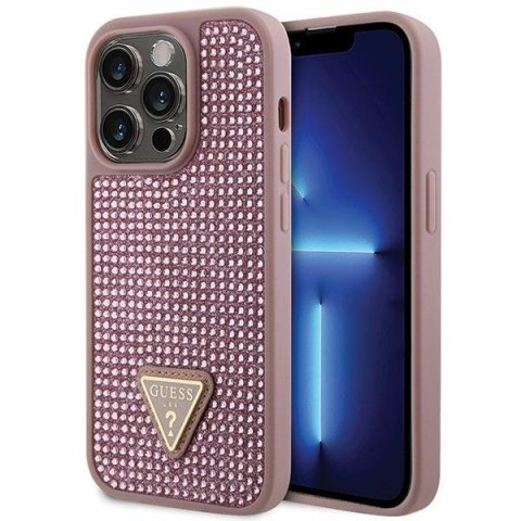 Guess nakładka do iPhone 14 Pro 6,1" GUHCP14LHDGTPP różowa hardcase Rhinestone Triangle