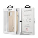 Guess nakładka do iPhone 14 Plus 6,7" GUHCP14MPSATLE beżowa hardcase Saffiano Triangle Logo