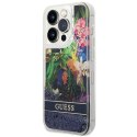 Guess nakładka do iPhone 14 Pro Max 6,7" GUHCP14XLFLSB niebieska hardcase Flower Liquid Glitter