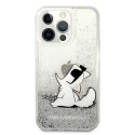 Karl Lagerfeld nakładka do iPhone 13 Pro Max 6,7'' KLHCP13XGCFS srebrne hard case Liquid Glitter Choupette Fun