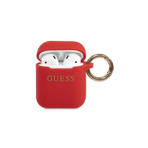 Guess etui do AirPods GUACCSILGLRE czerwone Silicone Glitter