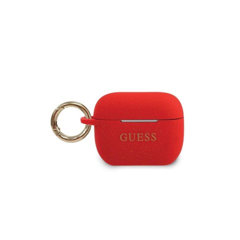 Guess etui do Airpods Pro GUACAPSILGLRE czerwone Silicone Glitter