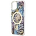 Guess nakładka do iPhone 14 6,1" GUHMP14SHLEOPWB niebieska hard case Leopard MagSafe