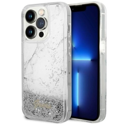 Guess nakładka do iPhone 14 Pro 6,1" GUHCP14LLCSGSGH biała hard case Liquid Glitter Marble