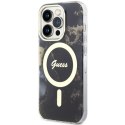 Guess nakładka do iPhone 14 Pro Max 6,7" GUHMP14XHTMRSK czarna hard case Golden Marble MagSafe