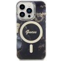 Guess nakładka do iPhone 14 Pro Max 6,7" GUHMP14XHTMRSK czarna hard case Golden Marble MagSafe