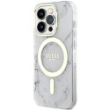 Guess nakładka do iPhone 14 Pro Max 6,7" GUHMP14XPCUMAH biała hard case Marble MagSafe