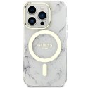 Guess nakładka do iPhone 14 Pro Max 6,7" GUHMP14XPCUMAH biała hard case Marble MagSafe