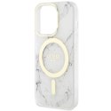 Guess nakładka do iPhone 14 Pro Max 6,7" GUHMP14XPCUMAH biała hard case Marble MagSafe