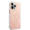 Guess zestaw nakładka + ładowarka do iPhone 13 Pro 6,1" GUBPP13LH4EACSP różowy hard case 4G Print MagSafe