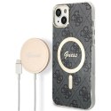 Guess zestaw nakładka + ładowarka do iPhone 14 Plus 6,7" GUBPP14MH4EACSK czarny hard case 4G Print MagSafe