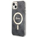 Guess zestaw nakładka + ładowarka do iPhone 14 Plus 6,7" GUBPP14MH4EACSK czarny hard case 4G Print MagSafe