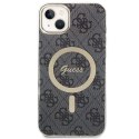 Guess zestaw nakładka + ładowarka do iPhone 14 Plus 6,7" GUBPP14MH4EACSK czarny hard case 4G Print MagSafe