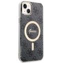 Guess zestaw nakładka + ładowarka do iPhone 14 Plus 6,7" GUBPP14MH4EACSK czarny hard case 4G Print MagSafe