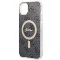 Guess zestaw nakładka + ładowarka do iPhone 14 Plus 6,7" GUBPP14MH4EACSK czarny hard case 4G Print MagSafe