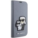 Karl Lagerfeld etui do iPhone 14 Pro Max 6,7" KLBKP14XSANKCPG srebrne Saffiano Karl & Choupette