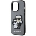 Karl Lagerfeld nakładka do iPhone 14 Pro 6,1" KLHCP14LSANKCPG srebrne hardcase Saffiano Karl & Choupette