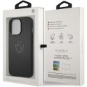 BMW nakładka do iPhone 13 Pro 6,1" BMHCP13LREELK czarna hard case Real Leather Embossed Logo