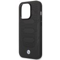 BMW nakładka do iPhone 14 Pro Max 6,7" BMHMP14X22RPSK czarna hard case Leather Seats Pattern MagSafe