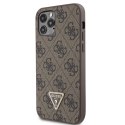 Guess nakładka do iPhone 12 / 12 Pro 6,1" GUHCP12MP4TDSCPW brązowa HC PU Leather Metal Logo Strass Crossbody