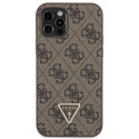 Guess nakładka do iPhone 12 / 12 Pro 6,1" GUHCP12MP4TDSCPW brązowa HC PU Leather Metal Logo Strass Crossbody