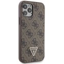 Guess nakładka do iPhone 12 / 12 Pro 6,1" GUHCP12MP4TDSCPW brązowa HC PU Leather Metal Logo Strass Crossbody