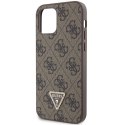 Guess nakładka do iPhone 12 / 12 Pro 6,1" GUHCP12MP4TDSCPW brązowa HC PU Leather Metal Logo Strass Crossbody