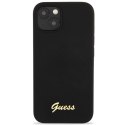 Guess nakładka do iPhone 13 6,1" GUHCP13MLSLMGBK czarna hard case Liquid Silicone Script Gold Metal Logo