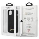 Guess nakładka do iPhone 13 6,1" GUHCP13MLSLMGBK czarna hard case Liquid Silicone Script Gold Metal Logo