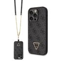 Guess nakładka do iPhone 14 Pro 6,1" GUHCP14LP4TDSCPK czarna HC PU Leather Metal Logo Strass Crossbody