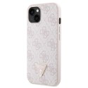 Guess nakładka do iPhone 14 Pro Max 6,7" GUHCP14XP4TDSCPP różowa HC PU Leather Metal Logo Strass Crossbody