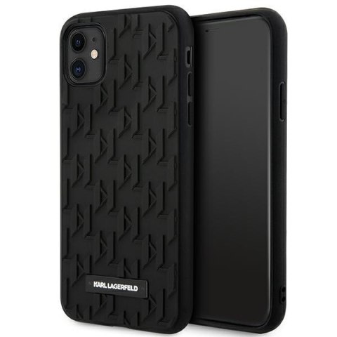 Karl Lagerfeld nakładka do iPhone 11 KLHCN61RUPKLPK czarna HC 3D Rubber Mono Logo Plate