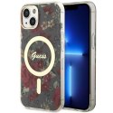 Guess nakładka do iPhone 14 6,1" GUHMP14SHCFWSA khaki hardcase Magsafe IML Flower