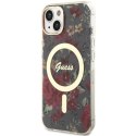 Guess nakładka do iPhone 14 6,1" GUHMP14SHCFWSA khaki hardcase Magsafe IML Flower