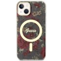 Guess nakładka do iPhone 14 6,1" GUHMP14SHCFWSA khaki hardcase Magsafe IML Flower