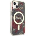 Guess nakładka do iPhone 14 6,1" GUHMP14SHCFWSA khaki hardcase Magsafe IML Flower